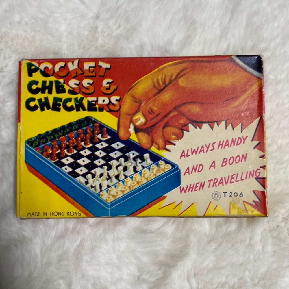 Pocket cheese & checkers vintage game